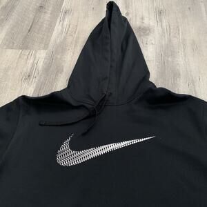 NIKE Hoodie Mens XL Black Therma-Fit Swoosh Pullover Sweatshirt Lightweight